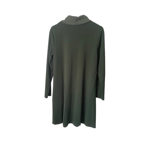 Pure Jill S Cowl Neck Sweater Dress Green Pullover Pockets Lagenlook Minimalist - Picture 2 of 6